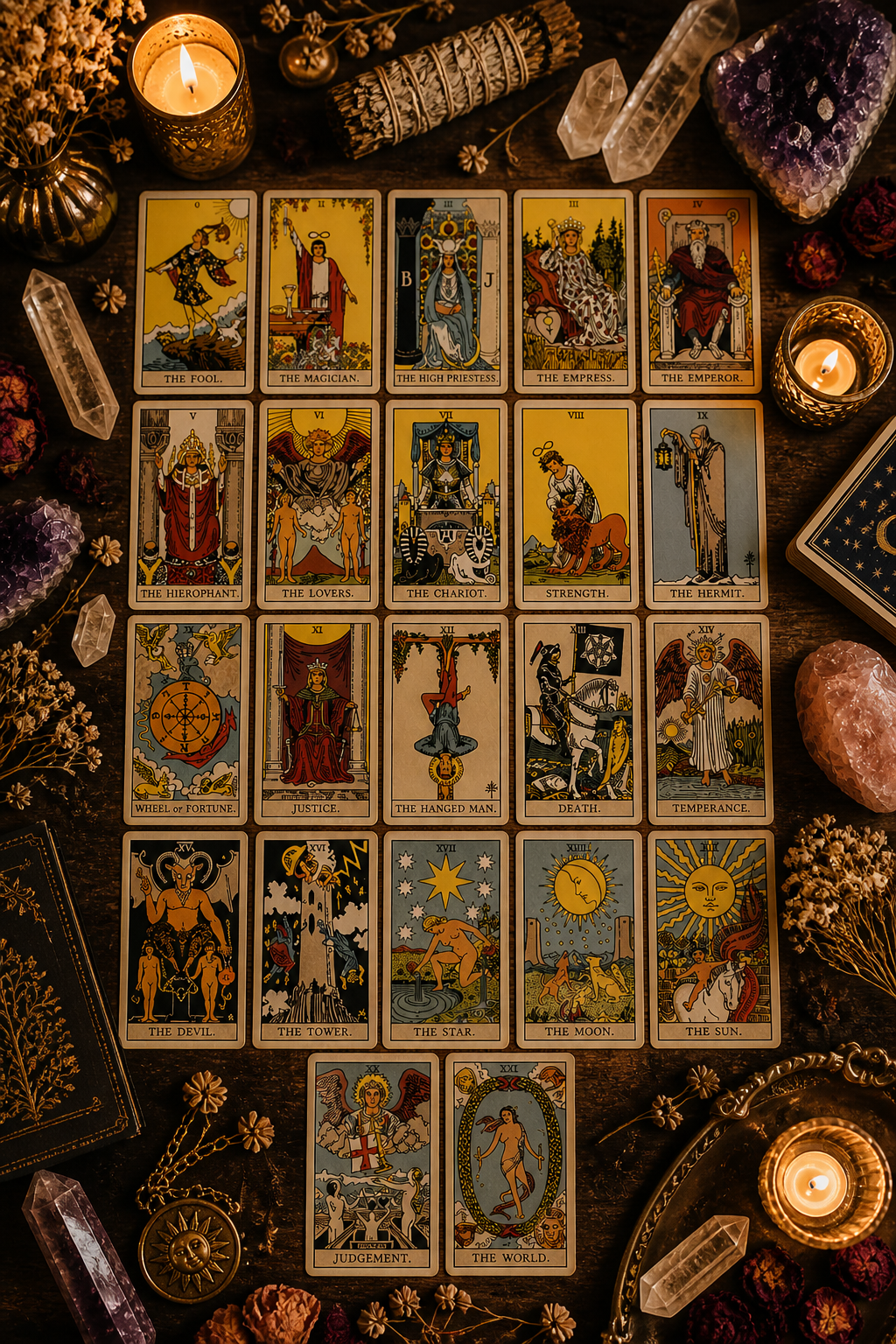 arcani maggiori dei tarocchi disposti in cerchio — significato delle carte dei tarocchi